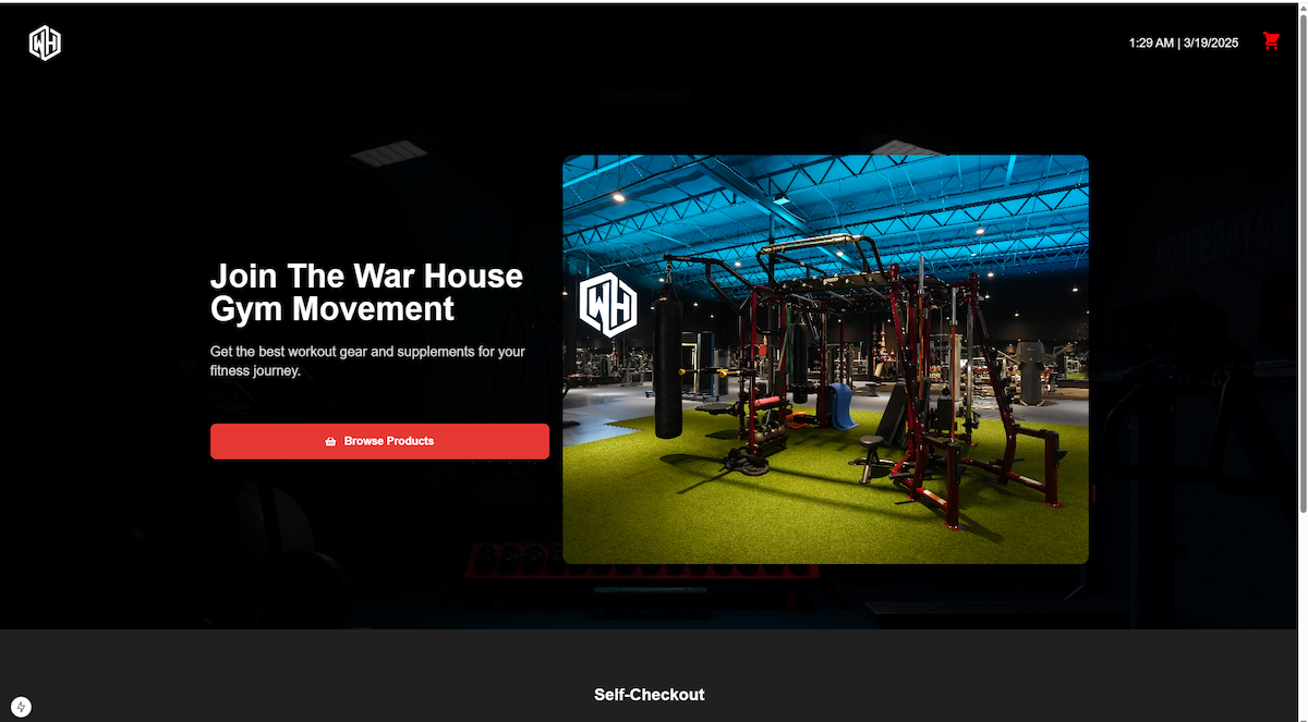 War House Gyms - Self Checkout kiosk system - Project visualization